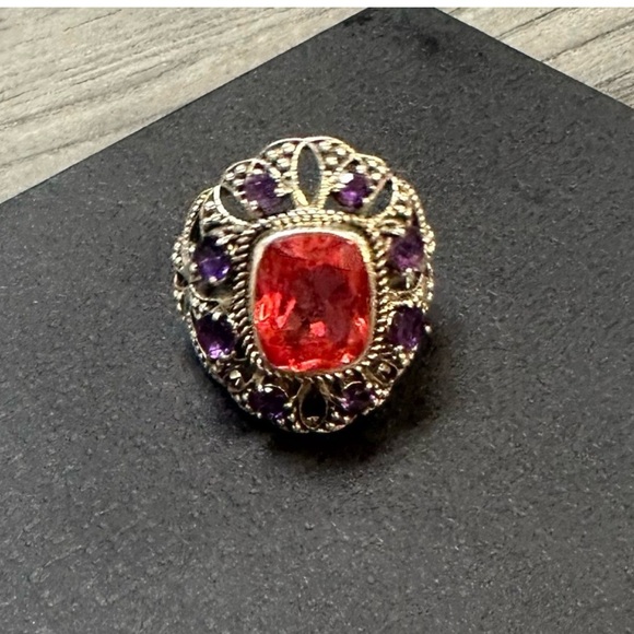 Nicky Butler Watermelon Quartz Pink Topaz 925 sterling silver ring size 10